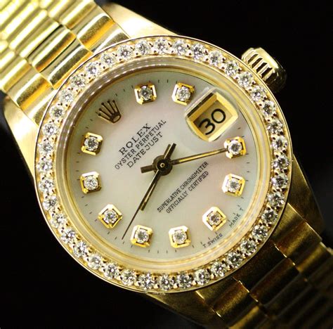 rolex ladies datejust gold face|18k gold rolex women's watch.